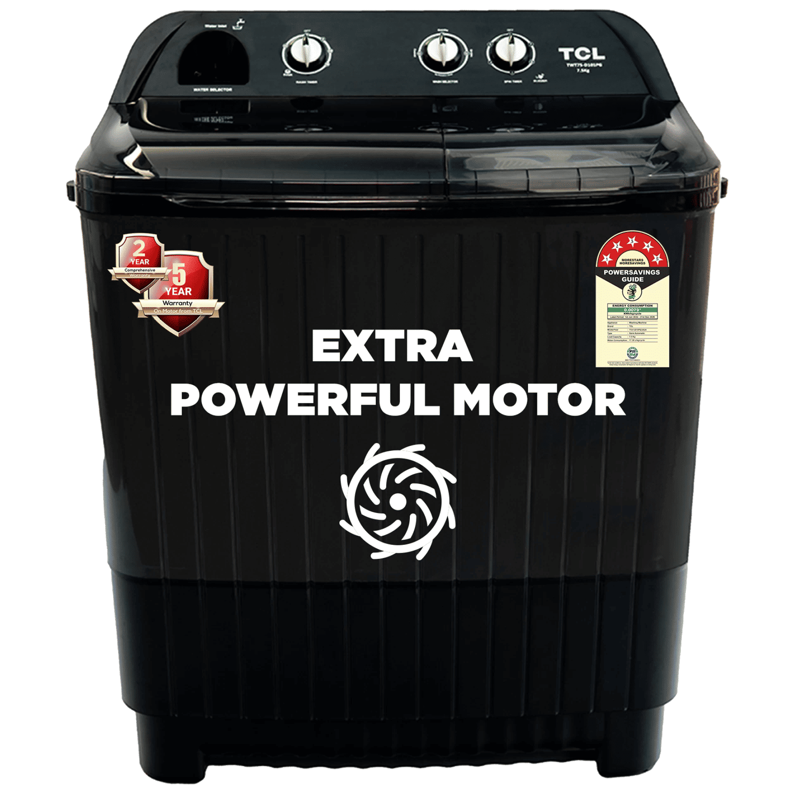 Buy TCL 7.5 kg 5 Star Semi Automatic Washing Machine with six-wing